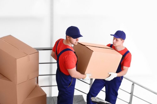 Removal team helping with a home move in France