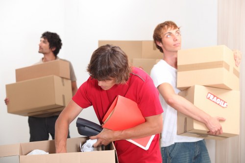Packed furniture and fragile items for an international move to France