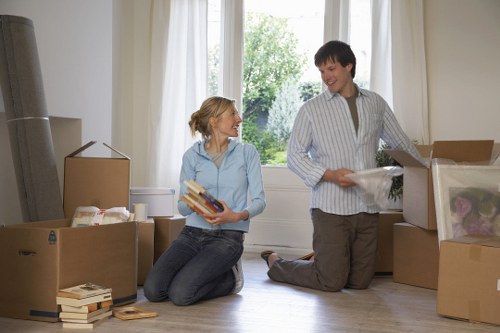 Packed boxes and household items being prepared for transport in France