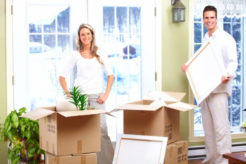 Boxes and household items prepared for transport by van